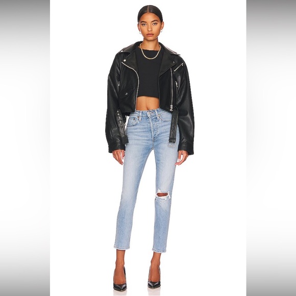 RE/DONE x Hanes Cropped 60's Slim Tee Black T-Shirt Large - Picture 4 of 4